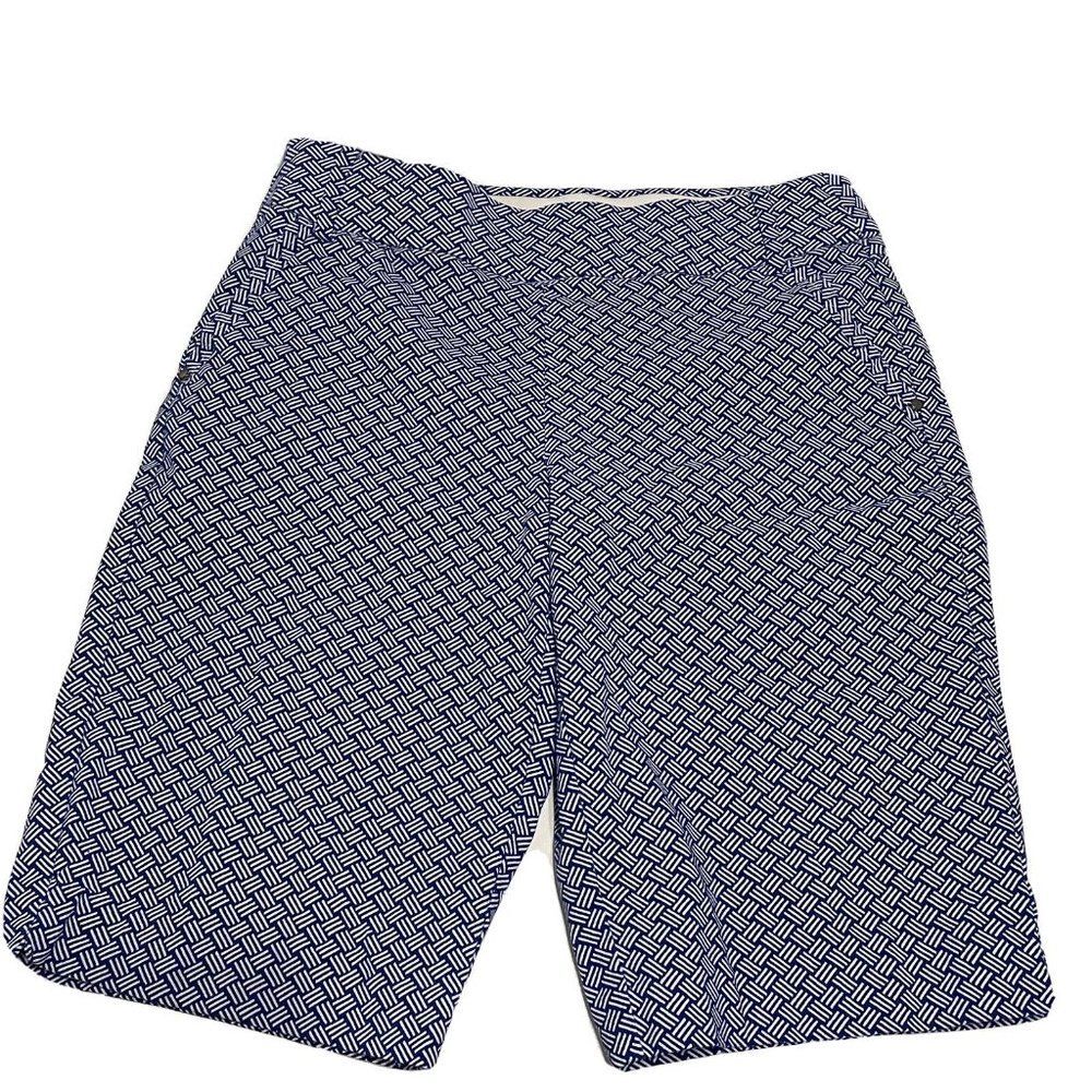 Attyre Woman's Sz 4 Blue Geometric Shorts Stretch Golf Pull On Pockets